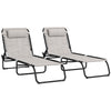 DodiOnline Set of Two Folding Sun Loungers, with Four-Position Backs - Cream