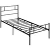 DodiOnline Single Metal Bed Frame Solid Bedstead Base with Headboard and Footboard, Metal Slat Support and Underbed Storage Space, Bedroom Furniture, Black