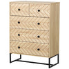 DodiOnline 5 Drawer Chest Sideboard Cabinet Storage Unit Bedroom Home Unique Zigzag Design w/ Black Metal Handles Anti Tip & Top