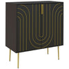 DodiOnline Art Deco Inspired Sideboard, with Adjustable Shelf - Black/Gold Tone