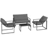 DodiOnline Four-Piece Relaxed Back Garden Dining Set - Black/Grey