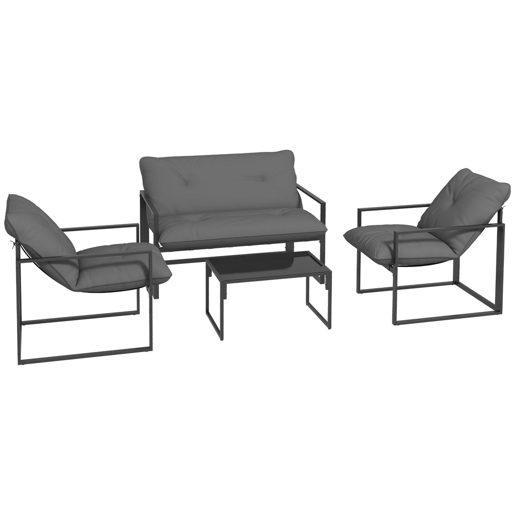 DodiOnline Four-Piece Relaxed Back Garden Dining Set - Black/Grey