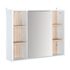 DodiOnline Bathroom Mirror Cabinet, Wall Mounted Storage Cabinet with Open Cupboard and Adjustable Shelf, White