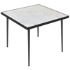 DodiOnline Square Garden Table, Outdoor Dining Table for 4 with Marble Effect Tempered Glass Top and Steel Frame for Patio, White