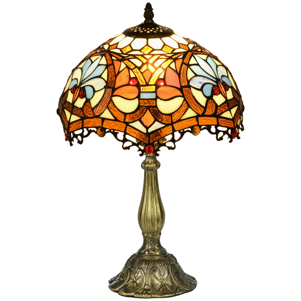 DodiOnline Stained Glass Table Lamp, Handcrafted Artisan Collectible, Suitable for Living Room and Bedside, Multi-Coloured, ?31 x 48Hcm, Zinc Alloy.