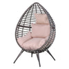 DodiOnline Outdoor Egg Chair, PE Rattan Teardrop Chair with Full-body Soft Padded Cushion, Grey