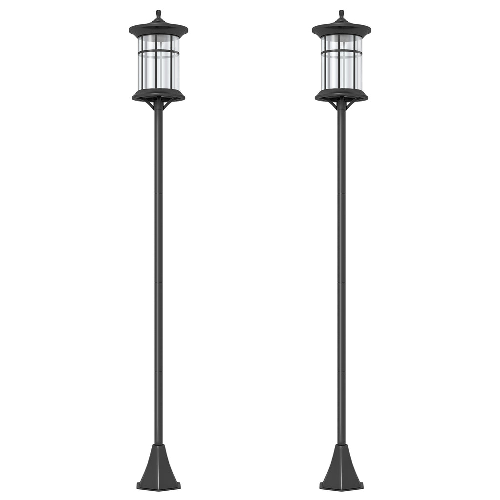 DodiOnline Set of Two 1.8m Traditional Style Solar Lamp Posts - Black