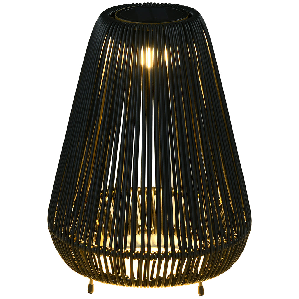 DodiOnline Three-Level Solar Powered Rattan Lamp - Black