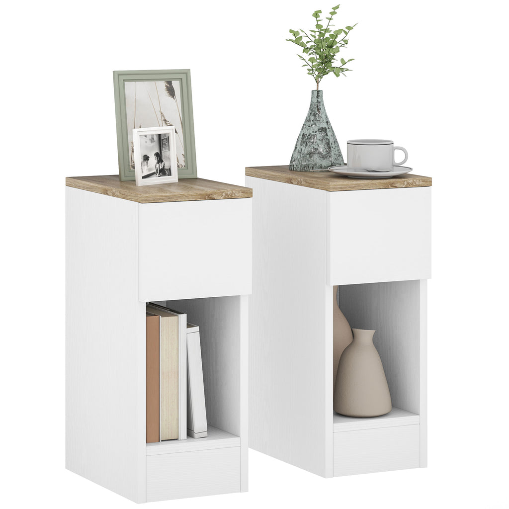 DodiOnline Set of Two Modern Storage Bedside Tables - White