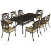 DodiOnline Nine-Piece Cast Aluminium Garden Dining Set - Bronze Tone