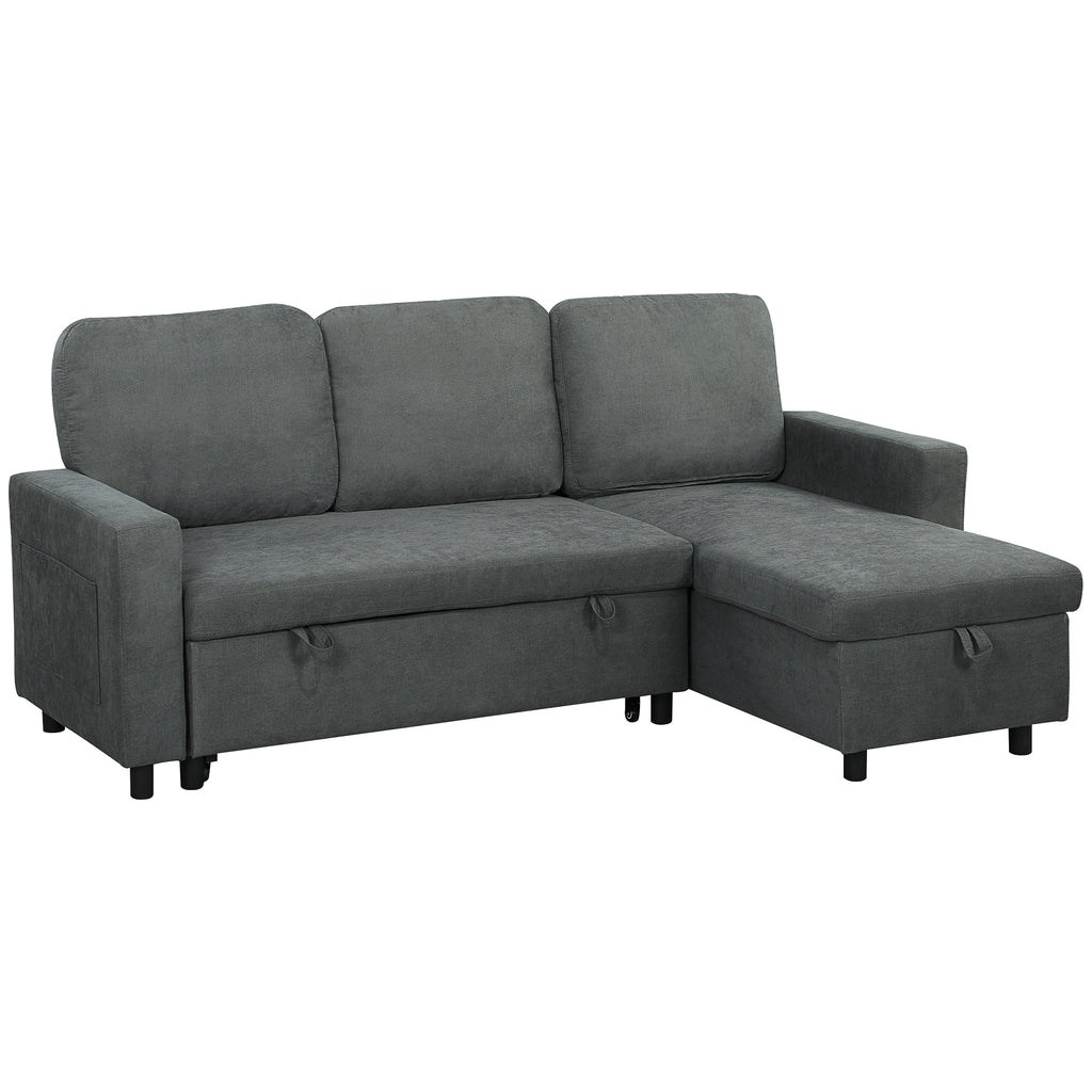 DodiOnline L Sofa Bed, with Storage - Charcoal Grey