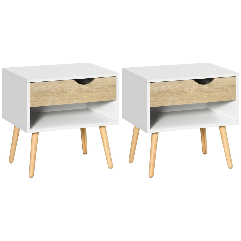 DodiOnline Set of 2 Bedside Table with Drawer and Shelf