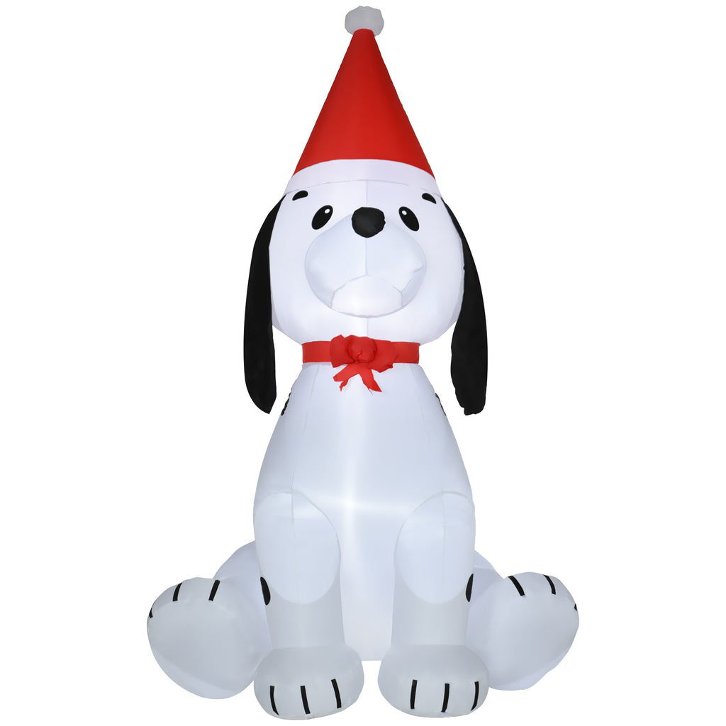 DodiOnline 6ft Inflatable Christmas Puppy Dog Wearing Santa Hat Lighted Outdoor Decoration Blow Up Decor for Holiday Indoor