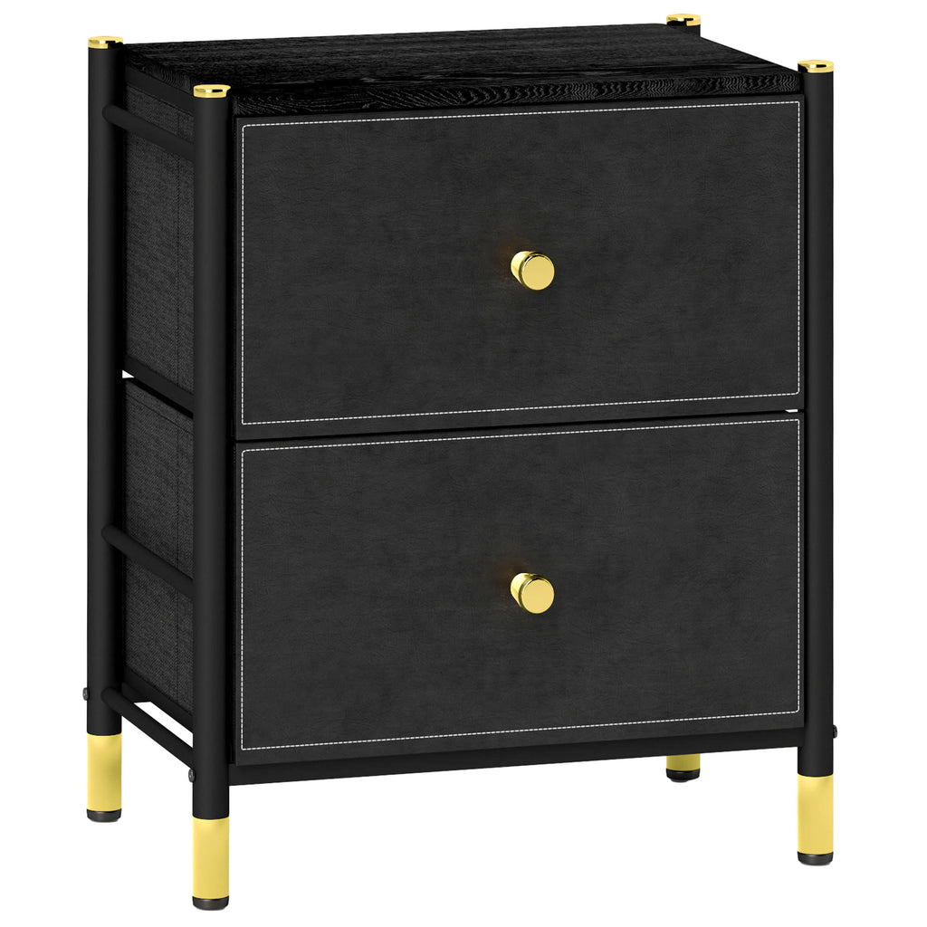 DodiOnline Faux Leather Bedside Table - Black