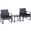 DodiOnline 2 Seater Rattan Patio Set W/ Cushions-Grey/Black