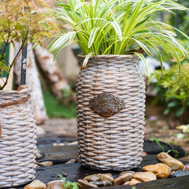 MI37 A Set Of Two Rattan Outdoor Plant Stands | DodiTec WC1