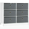 DodiOnline Chests of Drawer, Fabric Dresser Storage Cabinet with 6 Drawers for Bedroom, Living Room and Hallway, White and Grey