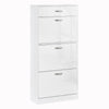 DodiOnline Shoe Cabinet with 3 Flip Drawers, High Gloss Shoe Storage Cabinet with Top Drawer and Adjustable Shelves, Shoe Cupboard for 18 Pairs, White