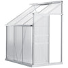 DodiOnline 6 x 4ft Lean to Wall Polycarbonate Greenhouse Aluminium Walk-in Garden Greenhouse with Adjustable Roof Vent, Rain Gutter and Sliding Door, Clear