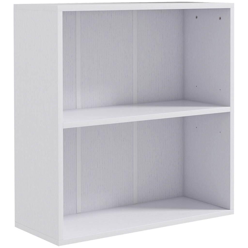 DodiOnline 2 Tier Bookshelf, Low Bookcase with Adjustable Shelf, 2 Compartments for Home Office, Living Room, Study, White