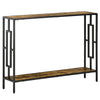 DodiOnline Industrial Console Table with Storage Shelf, Narrow Hallway Dressing Desk with Metal Frame for Living Room, Bedroom, Rustic Brown