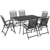 DodiOnline Seven-Piece Garden Dining Set, with Glass-Top Table and Folding Chairs - Grey