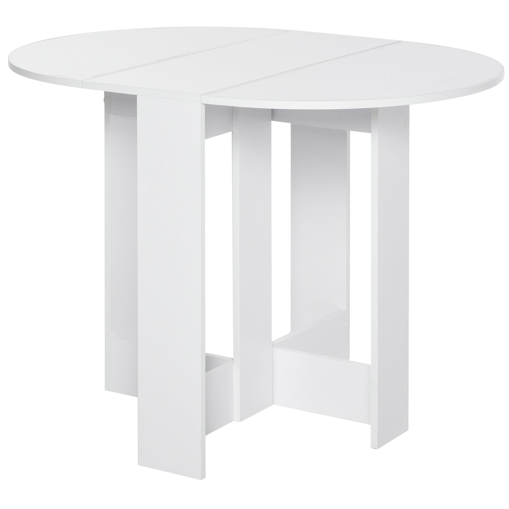 DodiOnline Space-saving Drop Leaf Table, Folding Dining Table for Small Space, Kitchen, Dining Room, White