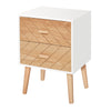 DodiOnline 2 Drawers Bedside Table with Pine Legs, Bedroom Wooden Storage Cabinet, Natural