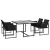 DodiOnline 5 Piece Garden Dining Set with Breathable Mesh Seat, Adjustable Backrest, Tempered Glass Table Top for Patio, Black