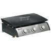 DodiOnline 3 Burner Gas Plancha BBQ Grill with Lid, Black