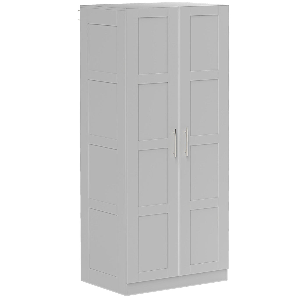 DodiOnline Double Paneled Door Wardrobe, with Shelves - Grey