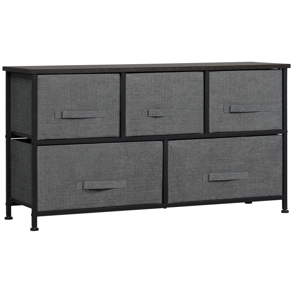 DodiOnline Chest of Five Fabric Drawers - Grey