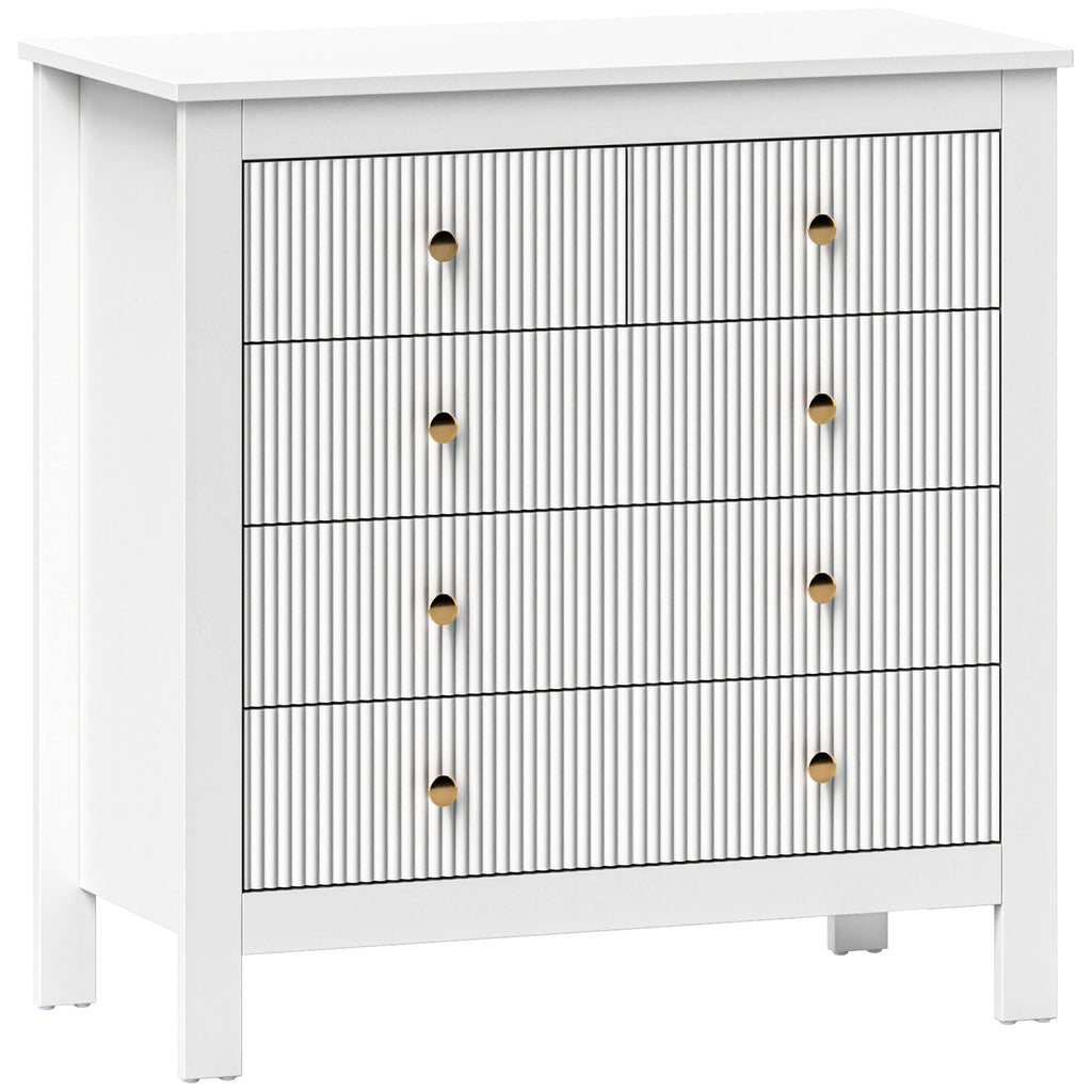 DodiOnline Elegant Chest of Five Drawers - White