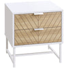 DodiOnline Modern Bedside Table with 2 Drawers and Metal Frame, Sofa Side Table for Bedroom Living Room, White and Oak