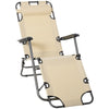 DodiOnline 2 in 1 Sun Lounger Folding Reclining Chair Garden Outdoor Camping Adjustable Back with Pillow, Beige