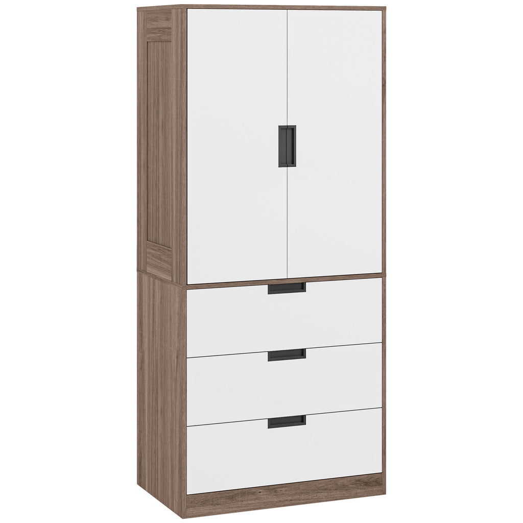 DodiOnline Two Door, Two Drawer Wardrobe - White/Brown