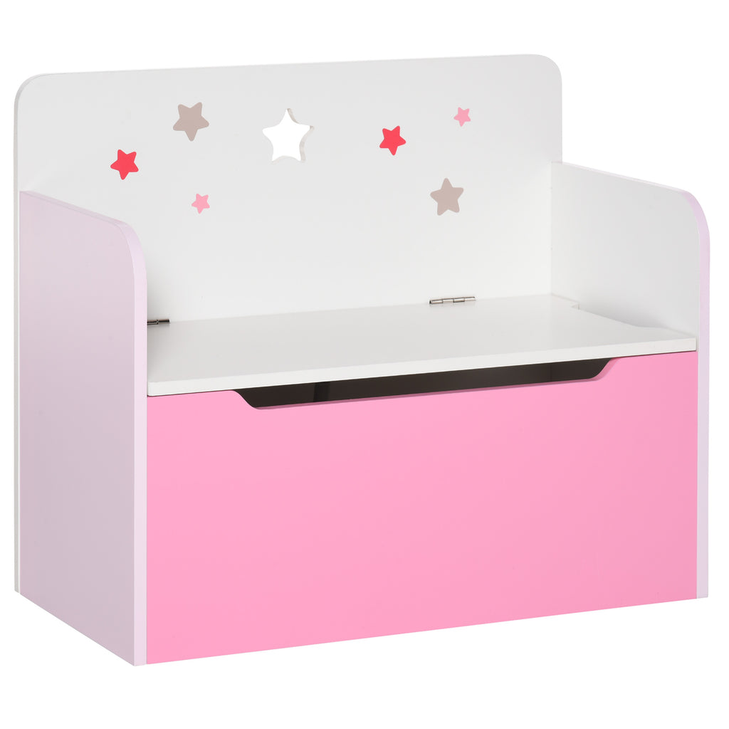 DodiOnline Kids Wooden Toy Box Children Storage Chest Bench Organiser Safety Hinge Bedroom Playroom Furniture Pink