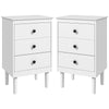 DodiOnline Set of Two Three-Drawer Modern Bedside Tables - White