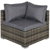 DodiOnline Outdoor PE Rattan Corner Sofa, Garden Wicker Furniture Single Sofa Chair w/ Cushions, Deep Grey