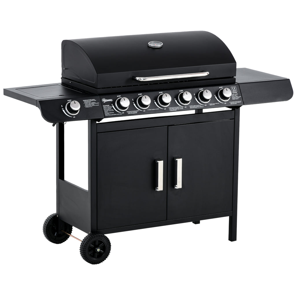 DodiOnline Seven Burner Gas Grill, with Integrated Thermometer and Storage