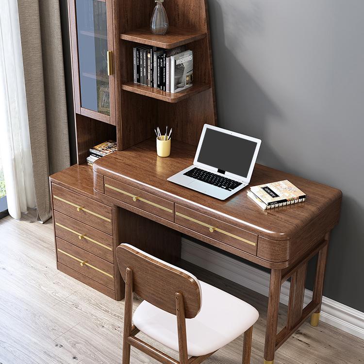 SK21 Office Desk With Side Storage, Rosewood & Gold | DodiTec WC1