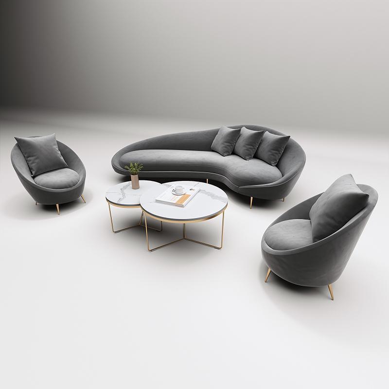 Slender Modern Curved Armchair, Velvet | DodiTec WC1