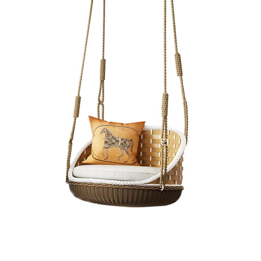 SU121 Swing Hanging Hammock, Outdoor Furniture, Brown Rattan | DodiTec WC1