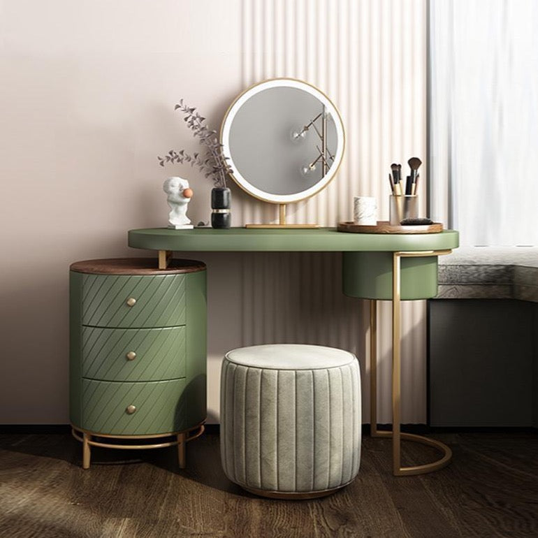 Tandy Dressing Table With LED Mirror, Green & White, Makeup Vanity | DodiTec WC1