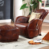 Saddle Chair And Footstool, Loft Style, Oil Wax Leather | DodiTec WC1