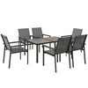 DodiOnline Seven-Piece Metal Dining Set, with Glass-Top Table - Grey