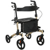 DodiOnline Folding Rollator with Cane Holder, Adjustable Handle Height and Aluminum Frame, 4 Wheeled Mobility Walker with Seat and Bag, Gold