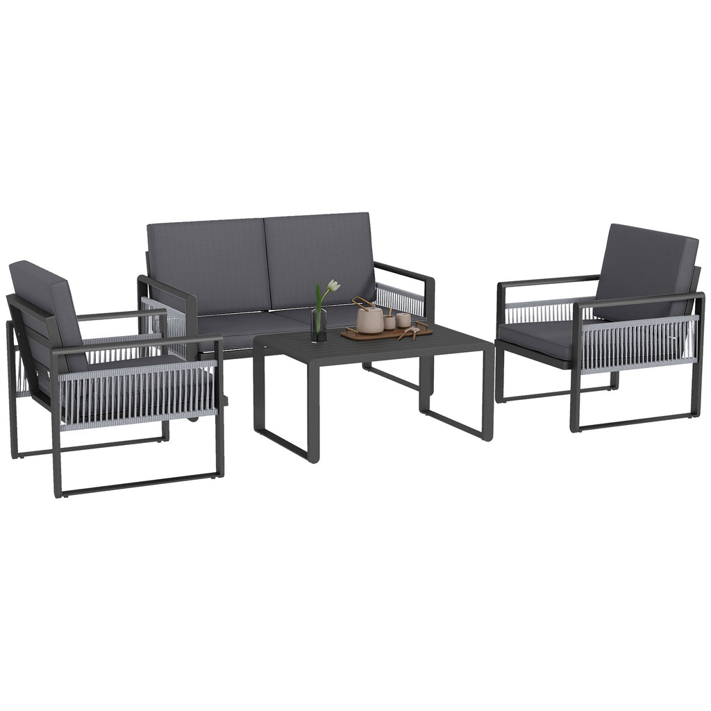 DodiOnline Four-Piece Aluminium Garden Dining Set, with Cushions