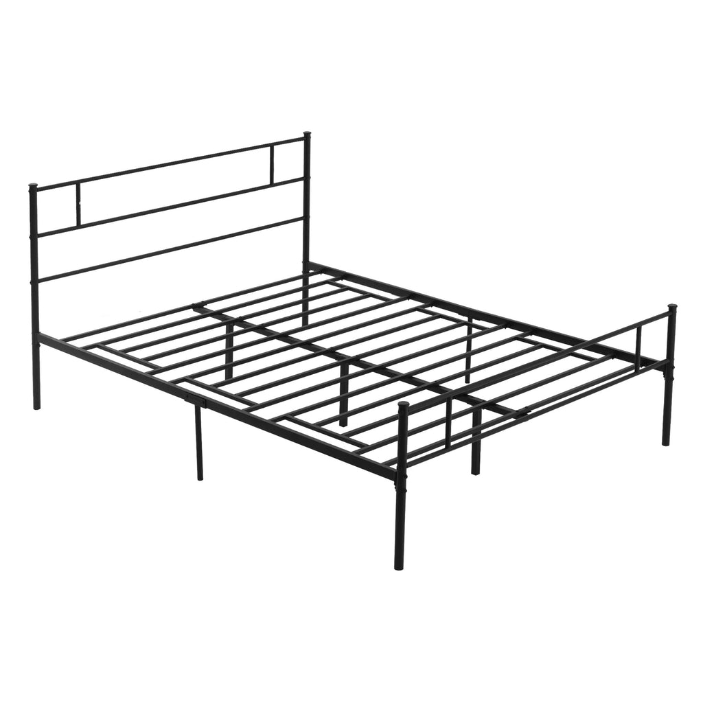 DodiOnline King Metal Bed Frame Solid Bedstead Base with Headboard and Footboard, Metal Slat Support and Underbed Storage Space, Bedroom Furniture, Black