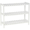 DodiOnline 3-Tier Shoe Rack Wood Frame Slatted Shelves Spacious Open Hygienic Storage Home Hallway Furniture Family Guests 70L x 26W x 57.5H cm - White